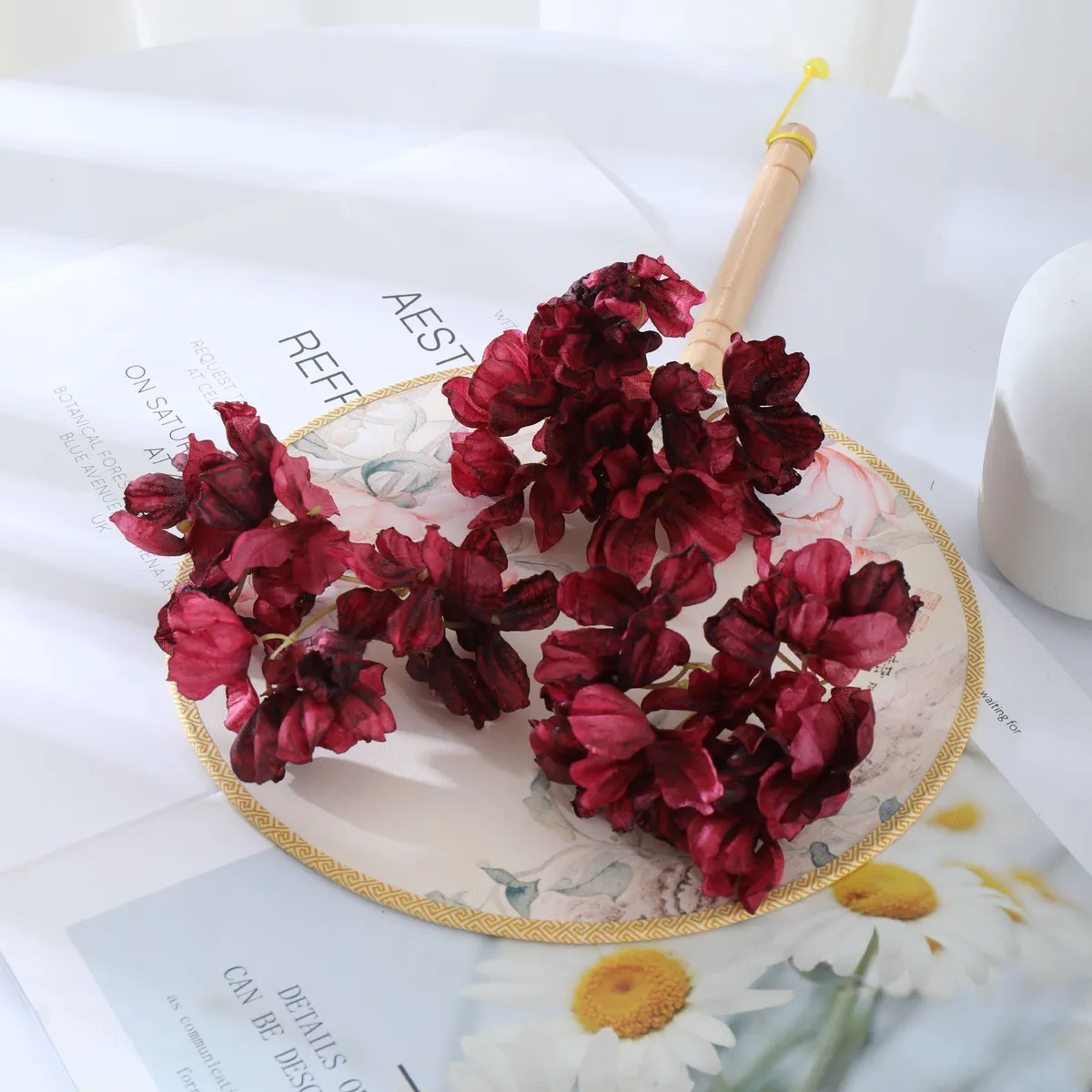 Artificial Hydrangea Flowers for Crafts - Burnt Edge Silk Hydrangeas for DIY Projects, Hair Accessories, Hanfu Matching, Home Decoration, Wedding Decor showcase 7