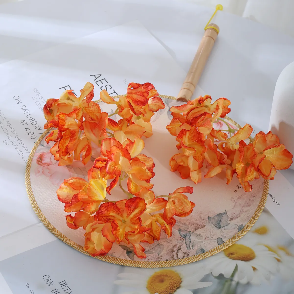 Artificial Hydrangea Flowers for Crafts - Burnt Edge Silk Hydrangeas for DIY Projects, Hair Accessories, Hanfu Matching, Home Decoration, Wedding Decor showcase 5
