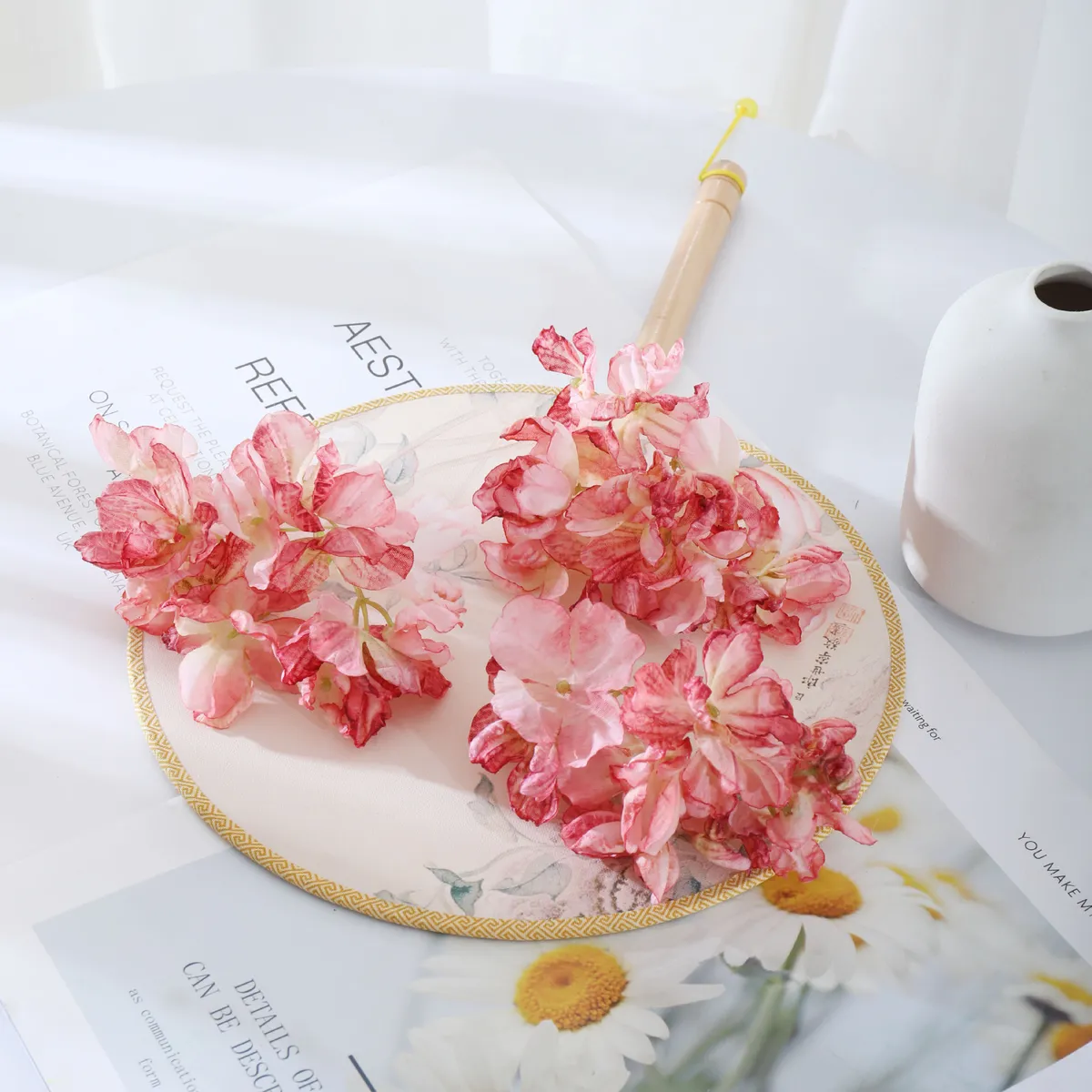 Artificial Hydrangea Flowers for Crafts - Burnt Edge Silk Hydrangeas for DIY Projects, Hair Accessories, Hanfu Matching, Home Decoration, Wedding Decor showcase 6