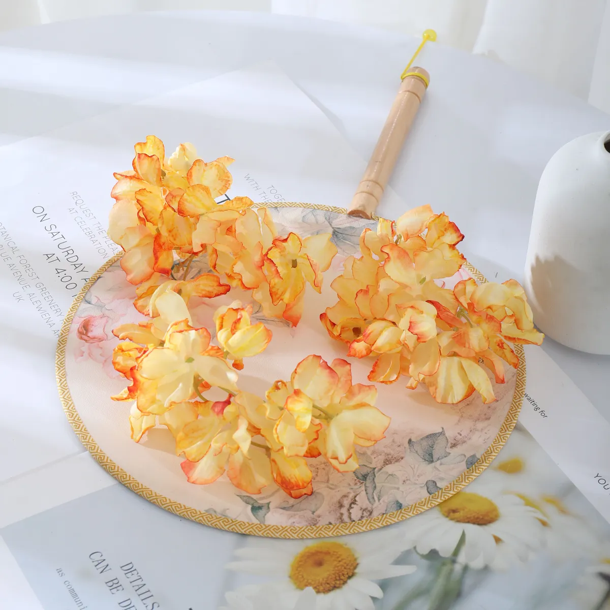 Artificial Hydrangea Flowers for Crafts - Burnt Edge Silk Hydrangeas for DIY Projects, Hair Accessories, Hanfu Matching, Home Decoration, Wedding Decor showcase 10