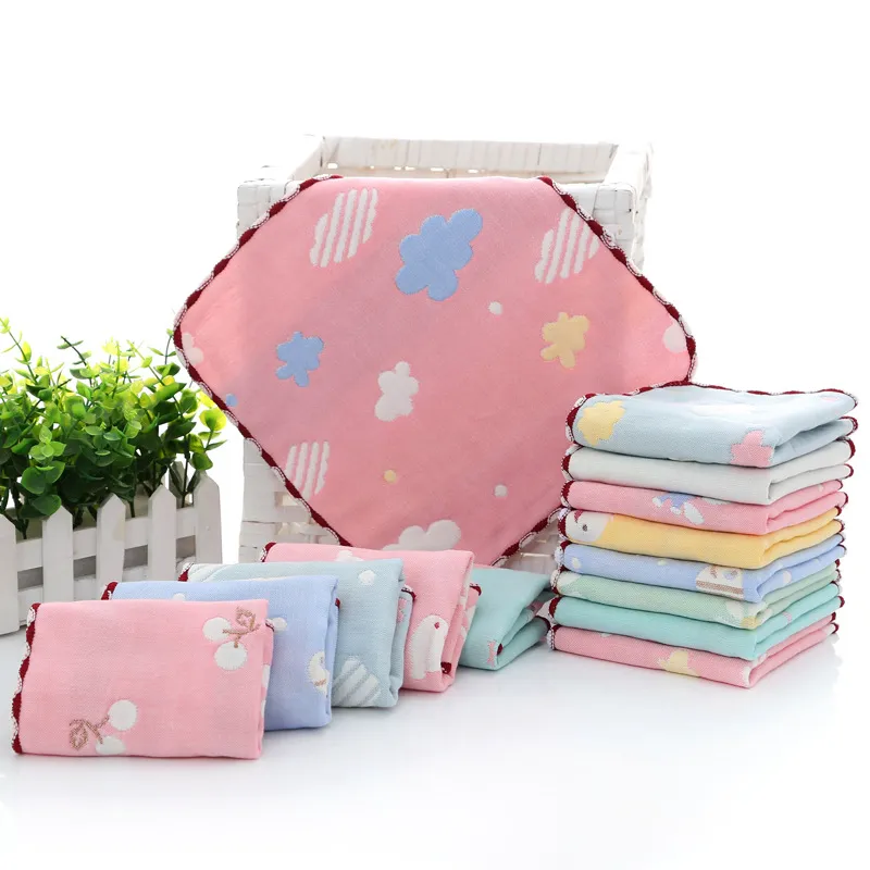 Soft Cotton Baby Face Towels - 6-Layer Gauze Small Square Towels for Newborns, Infants, Toddlers - Absorbent Handkerchiefs for Kindergarten and Daily Use thumbnail 3
