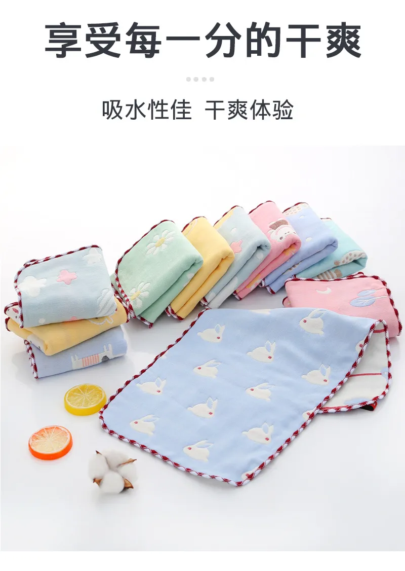Soft Cotton Baby Face Towels - 6-Layer Gauze Small Square Towels for Newborns, Infants, Toddlers - Absorbent Handkerchiefs for Kindergarten and Daily Use showcase 8