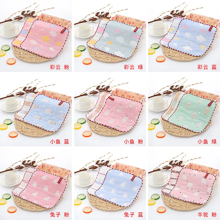 Soft Cotton Baby Face Towels - 6-Layer Gauze Small Square Towels for Newborns, Infants, Toddlers - Absorbent Handkerchiefs for Kindergarten and Daily Use thumbnail 9