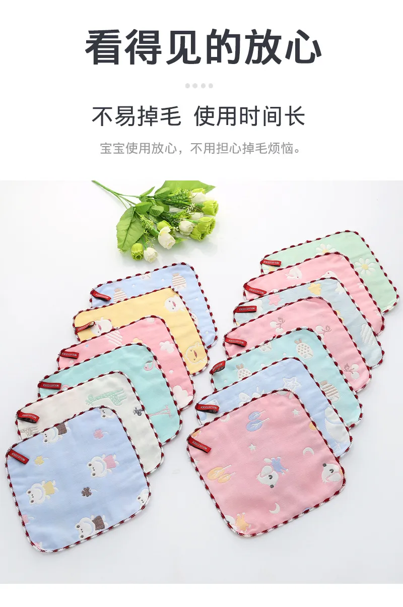 Soft Cotton Baby Face Towels - 6-Layer Gauze Small Square Towels for Newborns, Infants, Toddlers - Absorbent Handkerchiefs for Kindergarten and Daily Use showcase 7