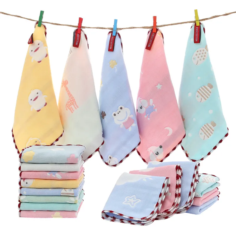 Soft Cotton Baby Face Towels - 6-Layer Gauze Small Square Towels for Newborns, Infants, Toddlers - Absorbent Handkerchiefs for Kindergarten and Daily Use thumbnail 5
