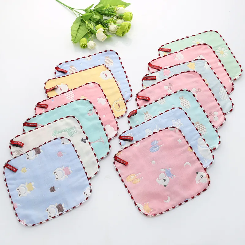 Soft Cotton Baby Face Towels - 6-Layer Gauze Small Square Towels for Newborns, Infants, Toddlers - Absorbent Handkerchiefs for Kindergarten and Daily Use thumbnail 2