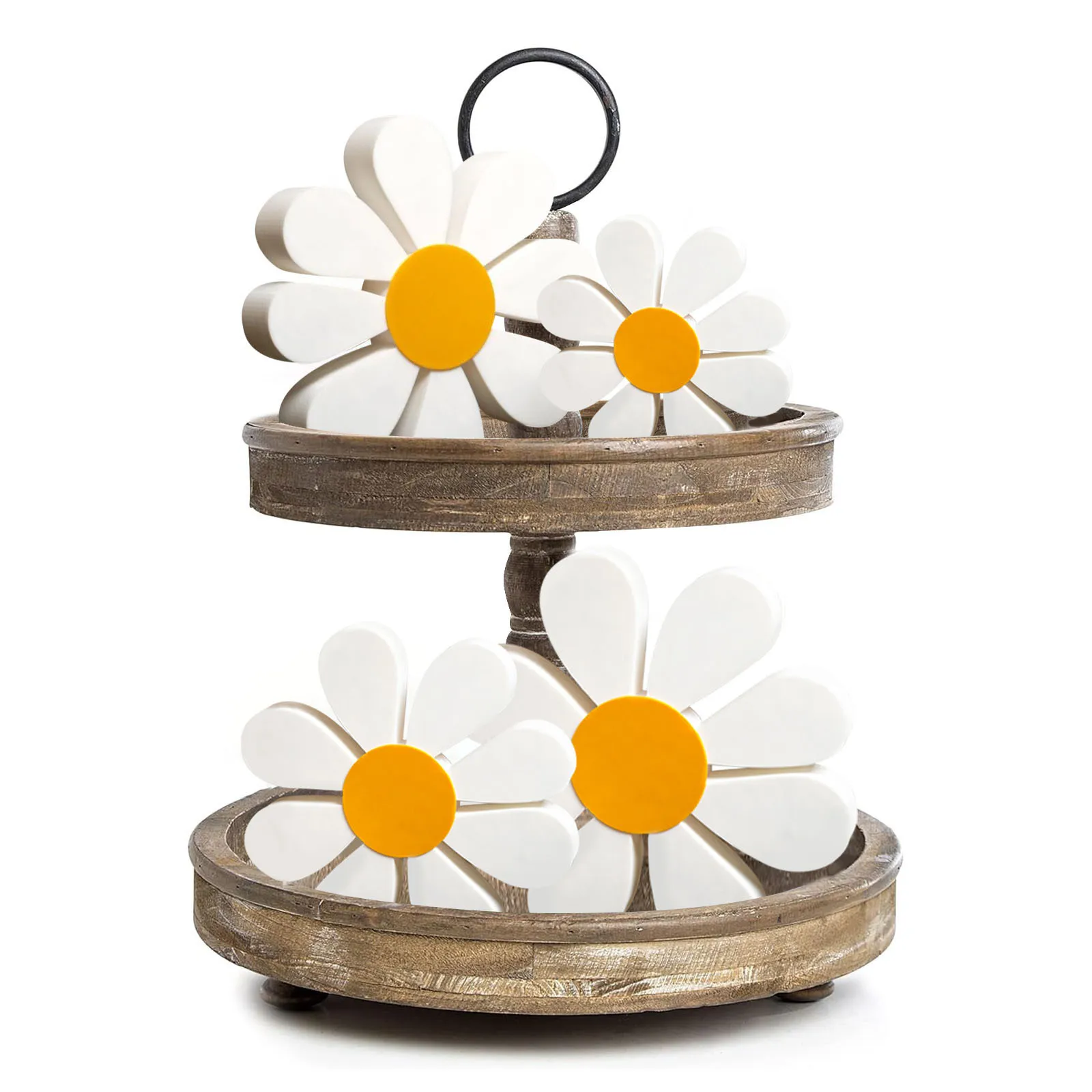 Daisy Wooden Ornaments 3D Set - Yellow and White Flower Home Decor - Cross-Border Wooden Crafts for Living Room, Bedroom, Office Decoration thumbnail 2
