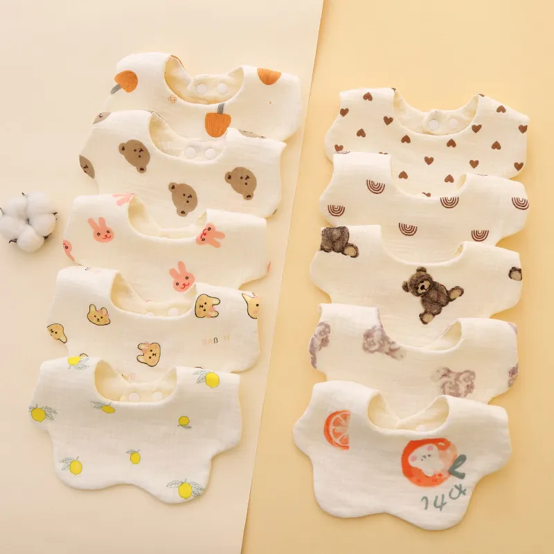Baby Bibs 6-Layer Cotton Gauze Breathable Saliva Towel Newborn Bib Class A Male Female Petal Bibs Soft Absorbent Feeding Dribble Bibs thumbnail 3