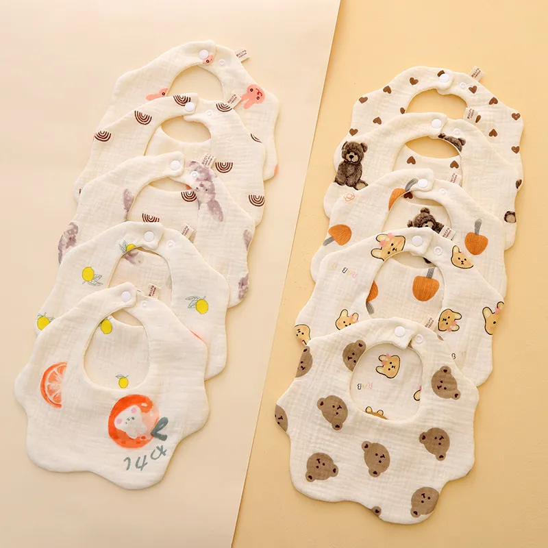 Baby Bibs 6-Layer Cotton Gauze Breathable Saliva Towel Newborn Bib Class A Male Female Petal Bibs Soft Absorbent Feeding Dribble Bibs thumbnail 4