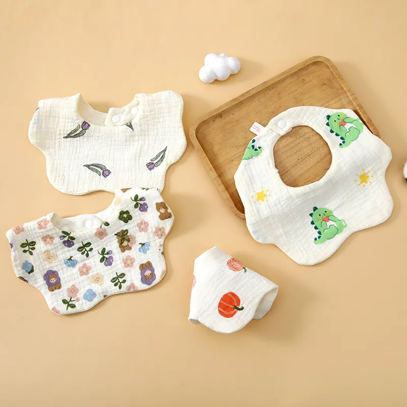 Baby Bibs 6-Layer Cotton Gauze Breathable Saliva Towel Newborn Bib Class A Male Female Petal Bibs Soft Absorbent Feeding Dribble Bibs thumbnail 2