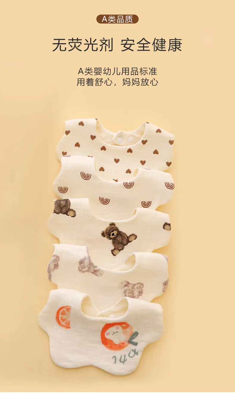 Baby Bibs 6-Layer Cotton Gauze Breathable Saliva Towel Newborn Bib Class A Male Female Petal Bibs Soft Absorbent Feeding Dribble Bibs showcase 6