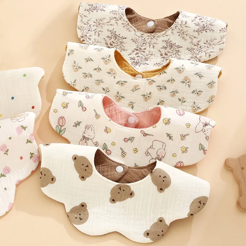 Waterproof Baby Bibs 360 Degree Rotating Petal Design - Newborn Saliva Towel, A-Class Gauze, Infant Bibs for Feeding and Drooling thumbnail 1
