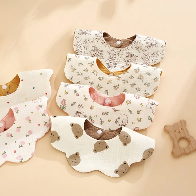 Waterproof Baby Bibs 360 Degree Rotating Petal Design - Newborn Saliva Towel, A-Class Gauze, Infant Bibs for Feeding and Drooling thumbnail 3