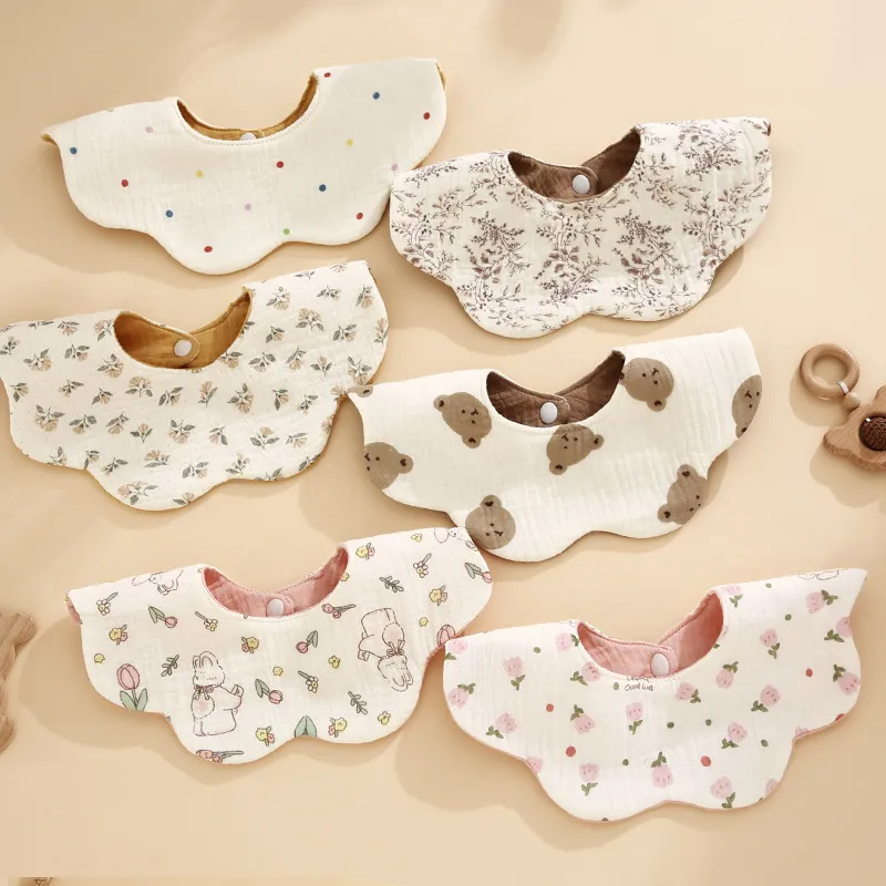 Waterproof Baby Bibs 360 Degree Rotating Petal Design - Newborn Saliva Towel, A-Class Gauze, Infant Bibs for Feeding and Drooling thumbnail 2