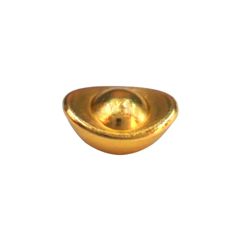 Lucky Gold Ingot Ornament - Feng Shui Wealth Attraction - Home Decor - Chinese New Year Gift - Metal Craft - Glossy Finish - Simulated Gold Bar thumbnail 5