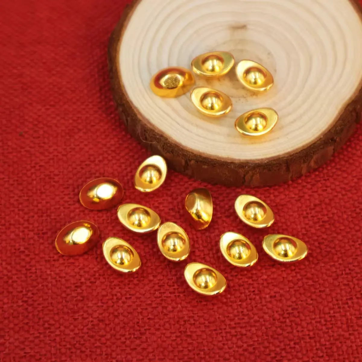 Lucky Gold Ingot Ornament - Feng Shui Wealth Attraction - Home Decor - Chinese New Year Gift - Metal Craft - Glossy Finish - Simulated Gold Bar showcase 6