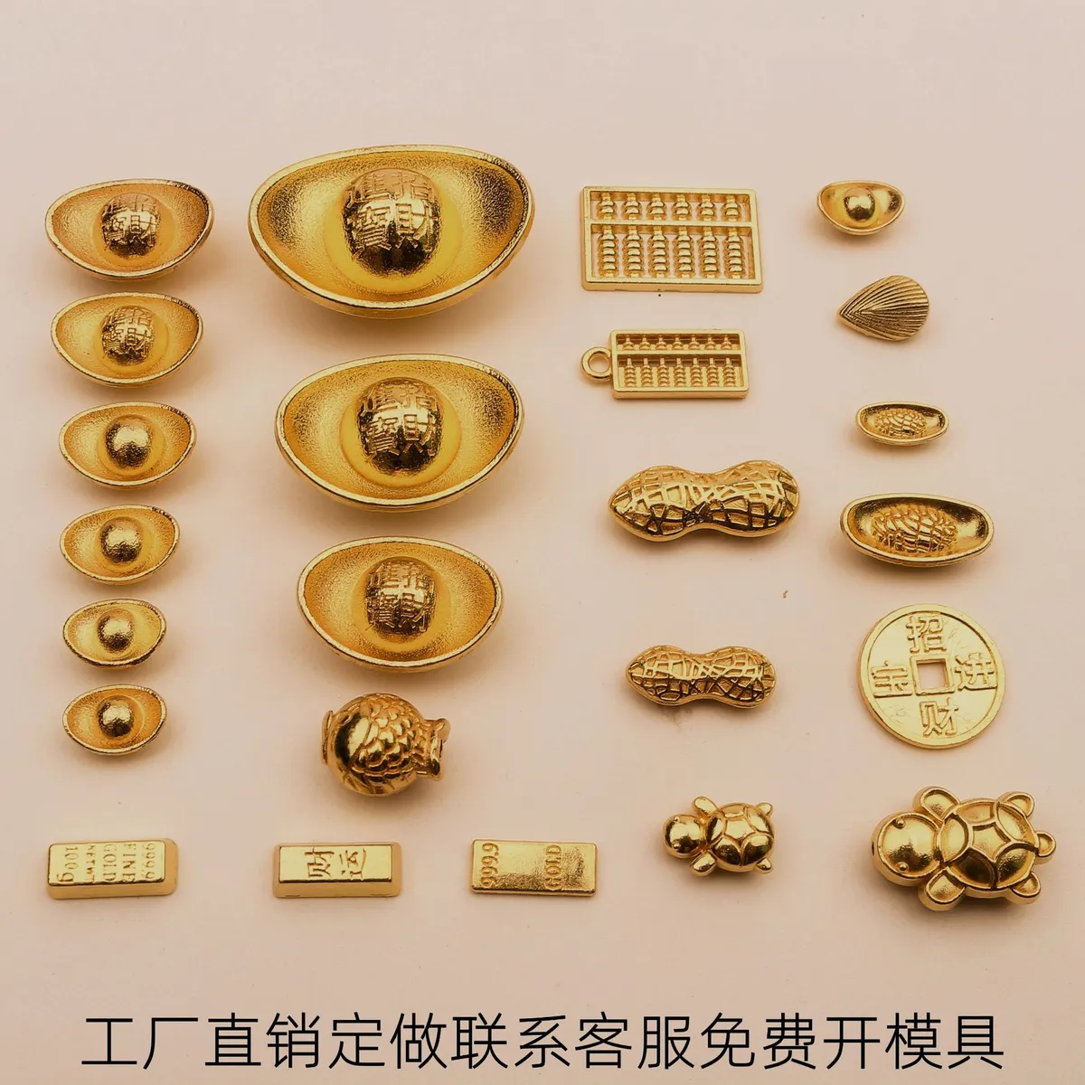 Lucky Gold Ingot Ornament - Feng Shui Wealth Attraction - Home Decor - Chinese New Year Gift - Metal Craft - Glossy Finish - Simulated Gold Bar showcase 2