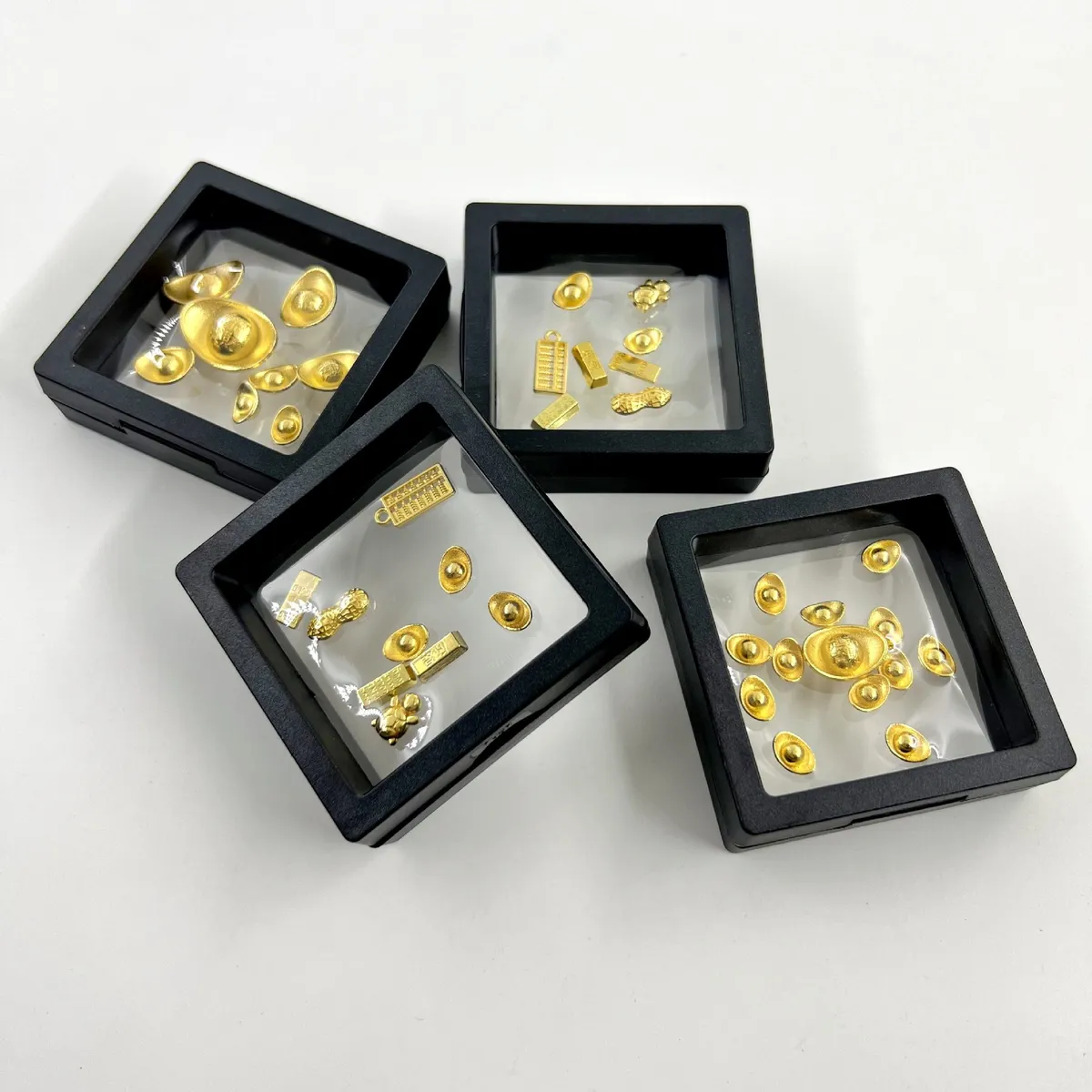 Lucky Gold Ingot Ornament - Feng Shui Wealth Attraction - Home Decor - Chinese New Year Gift - Metal Craft - Glossy Finish - Simulated Gold Bar showcase 17