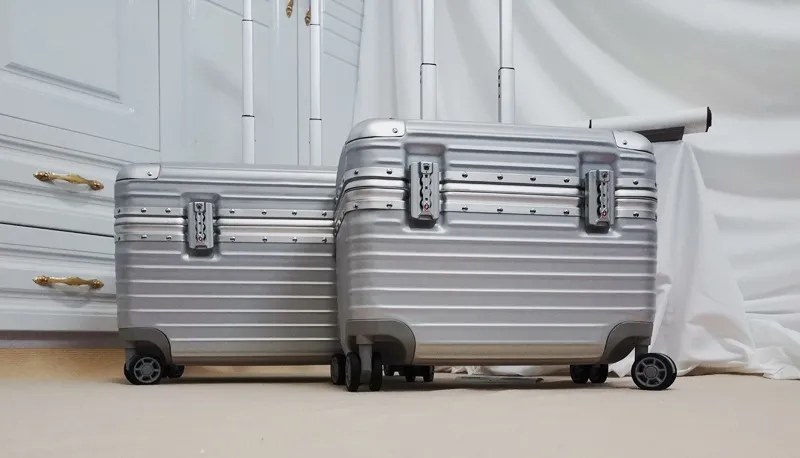 18-Inch Aluminum Frame Luggage Trolley Case - Captain Box Aviation Boarding Suitcase with Universal Wheels - Fashion Photography Travel for Men & Women showcase 8