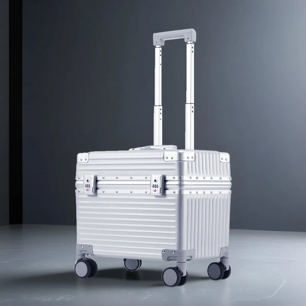 18-Inch Aluminum Frame Luggage Trolley Case - Captain Box Aviation Boarding Suitcase with Universal Wheels - Fashion Photography Travel for Men & Women thumbnail 1