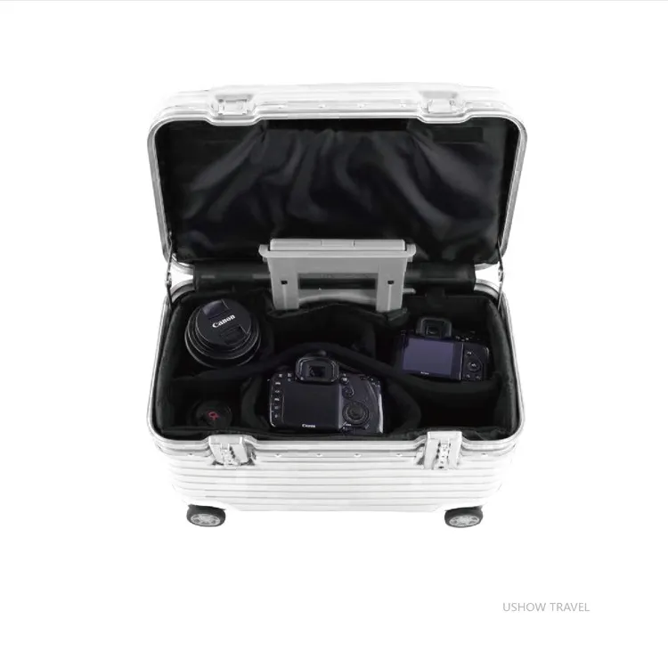 18-Inch Aluminum Frame Luggage Trolley Case - Captain Box Aviation Boarding Suitcase with Universal Wheels - Fashion Photography Travel for Men & Women showcase 20