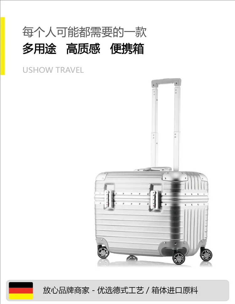 18-Inch Aluminum Frame Luggage Trolley Case - Captain Box Aviation Boarding Suitcase with Universal Wheels - Fashion Photography Travel for Men & Women showcase 15