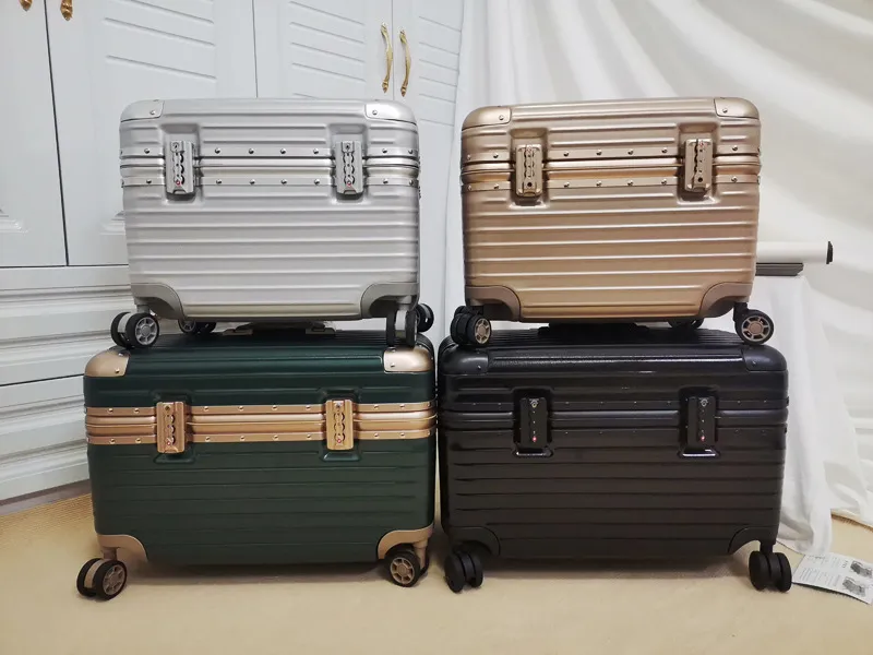18-Inch Aluminum Frame Luggage Trolley Case - Captain Box Aviation Boarding Suitcase with Universal Wheels - Fashion Photography Travel for Men & Women showcase 7