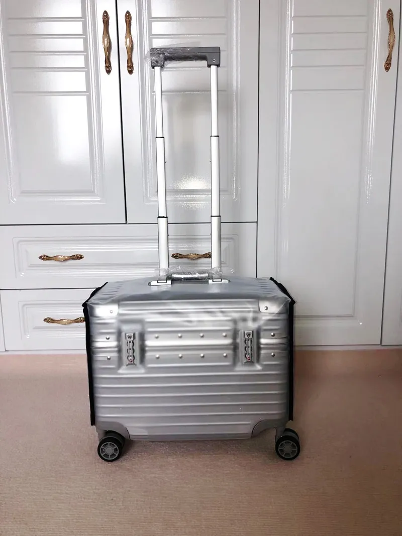 18-Inch Aluminum Frame Luggage Trolley Case - Captain Box Aviation Boarding Suitcase with Universal Wheels - Fashion Photography Travel for Men & Women showcase 2