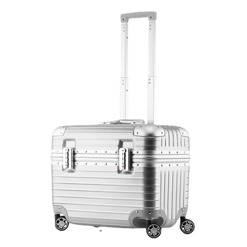 18-Inch Aluminum Frame Luggage Trolley Case - Captain Box Aviation Boarding Suitcase with Universal Wheels - Fashion Photography Travel for Men & Women thumbnail 5