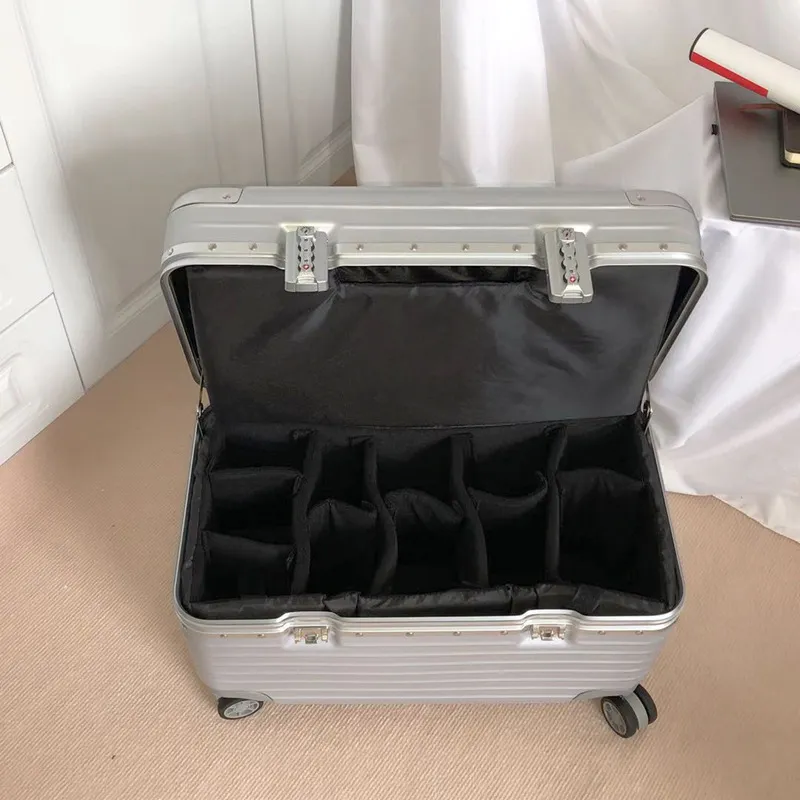 18-Inch Aluminum Frame Luggage Trolley Case - Captain Box Aviation Boarding Suitcase with Universal Wheels - Fashion Photography Travel for Men & Women showcase 10