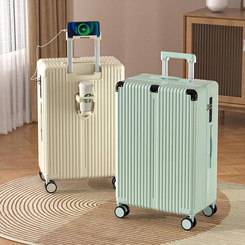 Durable Leather Suitcase for Students & Travelers - Universal Wheel Trolley, Password Lock, Fashionable Travel Luggage, Boarding Case for Men & Women thumbnail 2