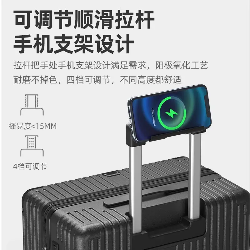 Durable Leather Suitcase for Students & Travelers - Universal Wheel Trolley, Password Lock, Fashionable Travel Luggage, Boarding Case for Men & Women thumbnail 3