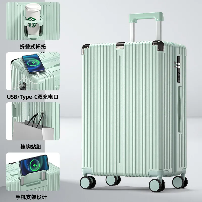 Durable Leather Suitcase for Students & Travelers - Universal Wheel Trolley, Password Lock, Fashionable Travel Luggage, Boarding Case for Men & Women thumbnail 7