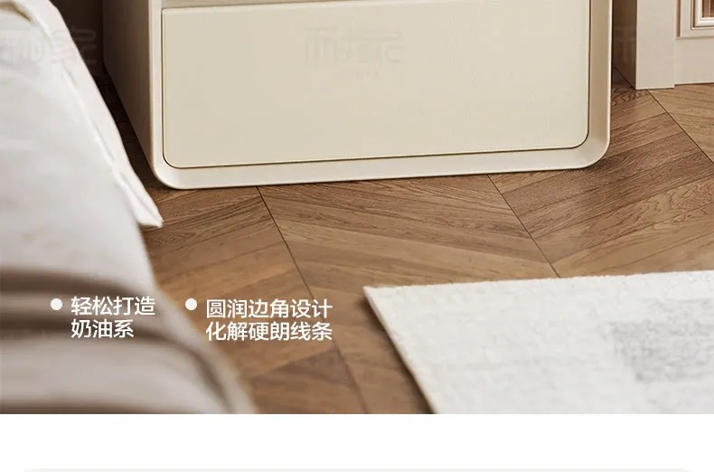 Modern Cream Bedside Table Solid Wood Nightstand - Luxury High-End Small Bedroom Storage Cabinet for Home Decor 2025 New Design showcase 6