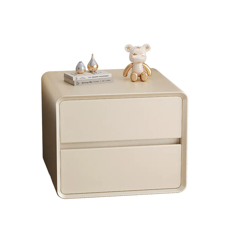 Modern Cream Bedside Table Solid Wood Nightstand - Luxury High-End Small Bedroom Storage Cabinet for Home Decor 2025 New Design thumbnail 5