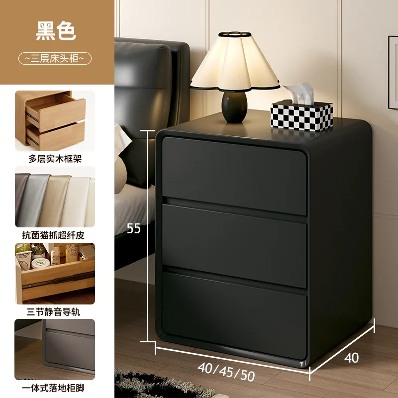 Modern Cream Bedside Table Solid Wood Nightstand - Luxury High-End Small Bedroom Storage Cabinet for Home Decor 2025 New Design thumbnail 8