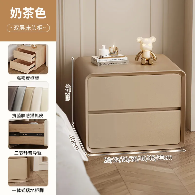 Modern Cream Bedside Table Solid Wood Nightstand - Luxury High-End Small Bedroom Storage Cabinet for Home Decor 2025 New Design thumbnail 9