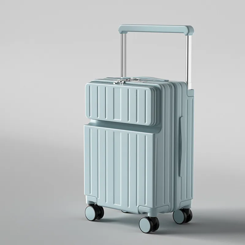 20-inch Expandable Rolling Luggage Suitcase with Cup Holder - Multifunctional Carry-on Spinner for Men and Women - Front Opening Travel Boarding Box with Password Lock thumbnail 8