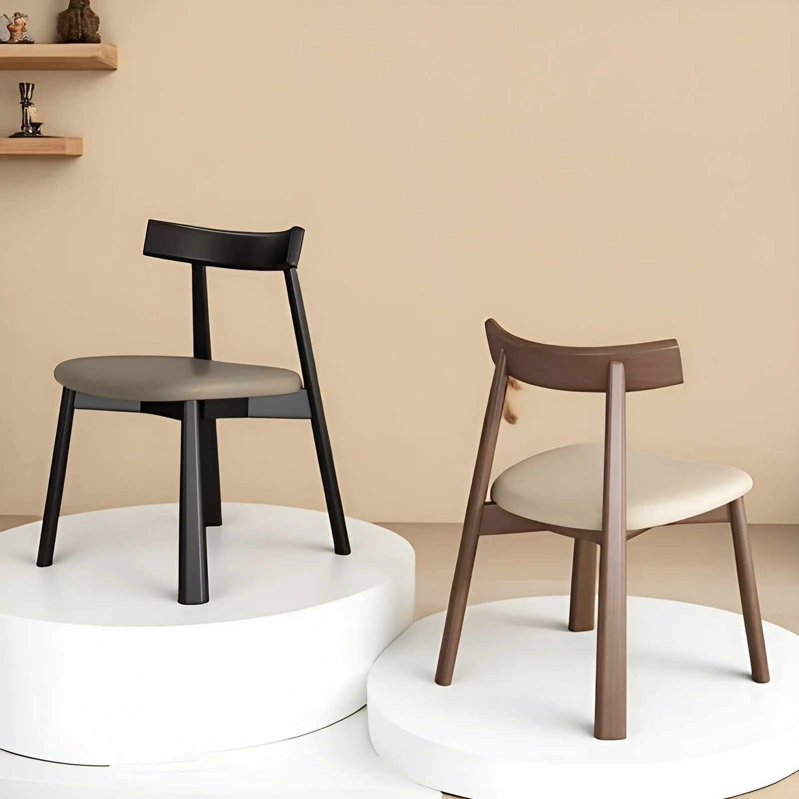 Modern Nordic Solid Wood Dining Chair with Backrest - Light Luxury Style for Home, Hotel, Restaurant, and Bar - Black Paddle Design thumbnail 1