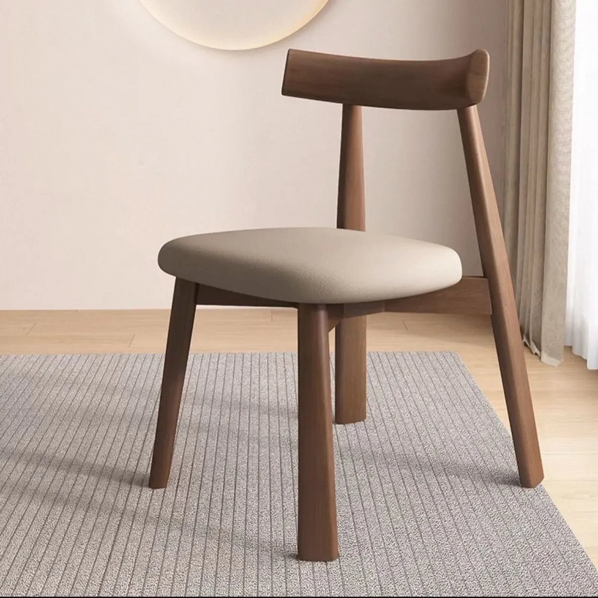 Modern Nordic Solid Wood Dining Chair with Backrest - Light Luxury Style for Home, Hotel, Restaurant, and Bar - Black Paddle Design thumbnail 8