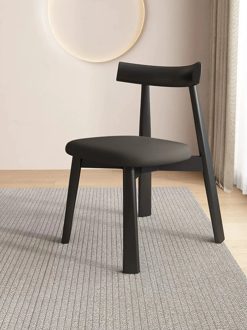 Modern Nordic Solid Wood Dining Chair with Backrest - Light Luxury Style for Home, Hotel, Restaurant, and Bar - Black Paddle Design showcase 8