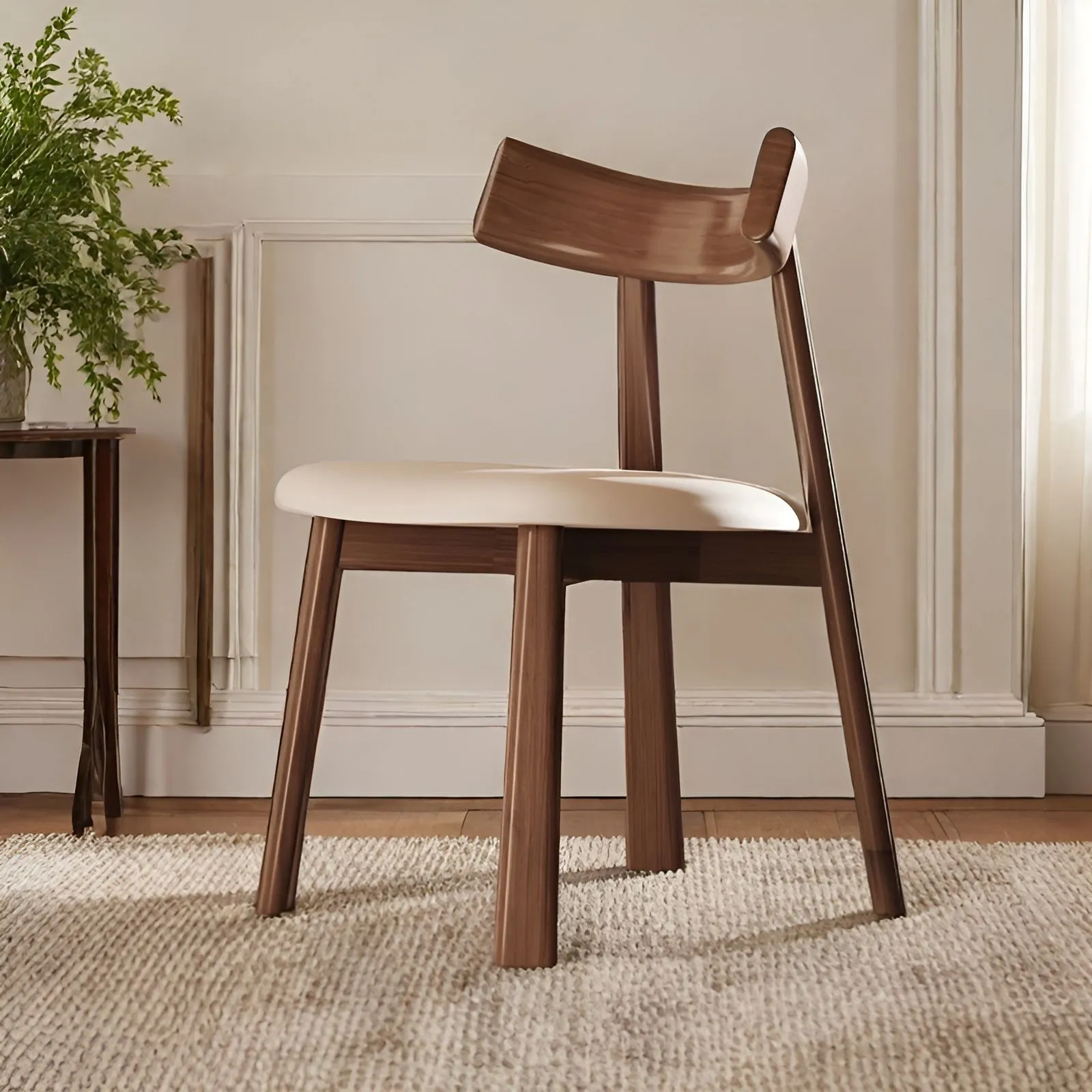 Modern Nordic Solid Wood Dining Chair with Backrest - Light Luxury Style for Home, Hotel, Restaurant, and Bar - Black Paddle Design thumbnail 3