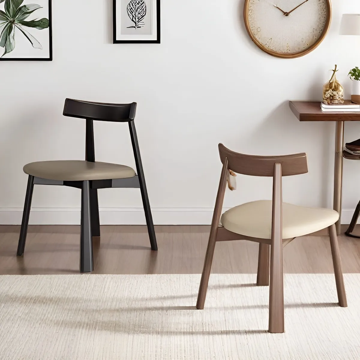 Modern Nordic Solid Wood Dining Chair with Backrest - Light Luxury Style for Home, Hotel, Restaurant, and Bar - Black Paddle Design showcase 1