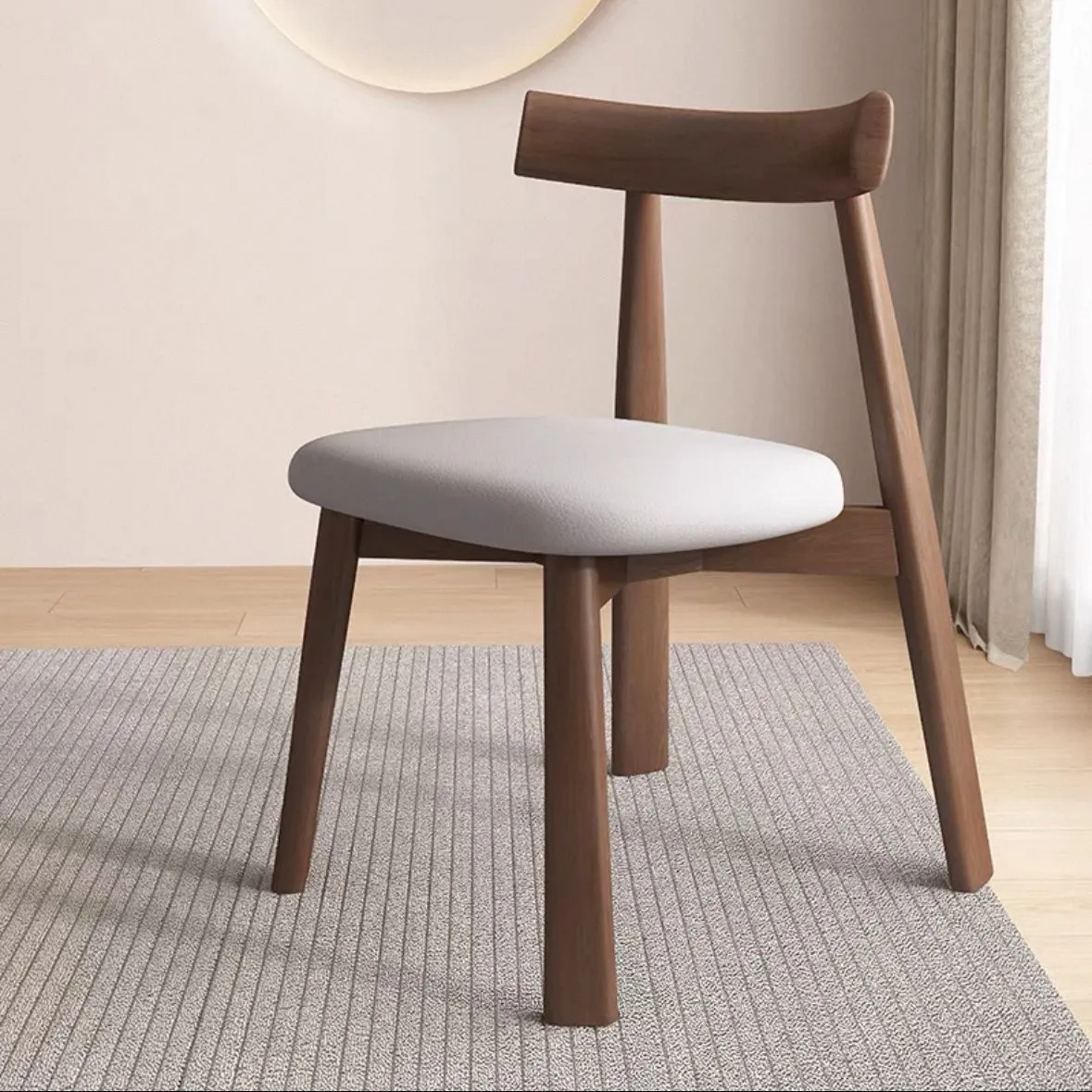 Modern Nordic Solid Wood Dining Chair with Backrest - Light Luxury Style for Home, Hotel, Restaurant, and Bar - Black Paddle Design thumbnail 10
