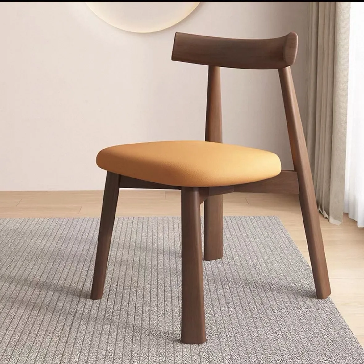 Modern Nordic Solid Wood Dining Chair with Backrest - Light Luxury Style for Home, Hotel, Restaurant, and Bar - Black Paddle Design thumbnail 9