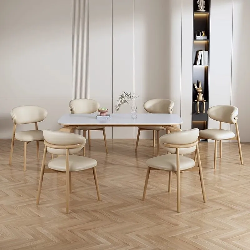 Modern Minimalist Dining Chair with Horn Backrest - Simple Home and Restaurant Seating - Comfortable and Stylish Accent Chair thumbnail 3