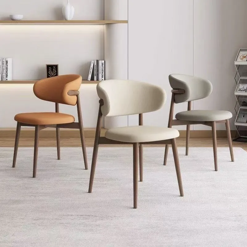 Modern Minimalist Dining Chair with Horn Backrest - Simple Home and Restaurant Seating - Comfortable and Stylish Accent Chair thumbnail 1