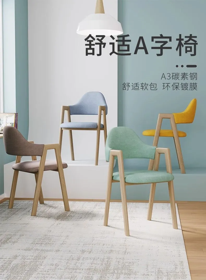 Modern Scandinavian Dining Chair - Simple A-Line Design, Iron Frame, Comfortable Backrest - Ideal for Home, Restaurant, Bedroom, Desk showcase 2