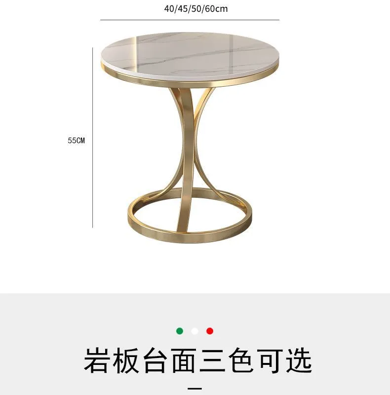 Modern Minimalist Round Coffee Table - Light Luxury Slate Sofa Side Table for Balcony, Living Room, Small Spaces - Movable Accent Table showcase 10