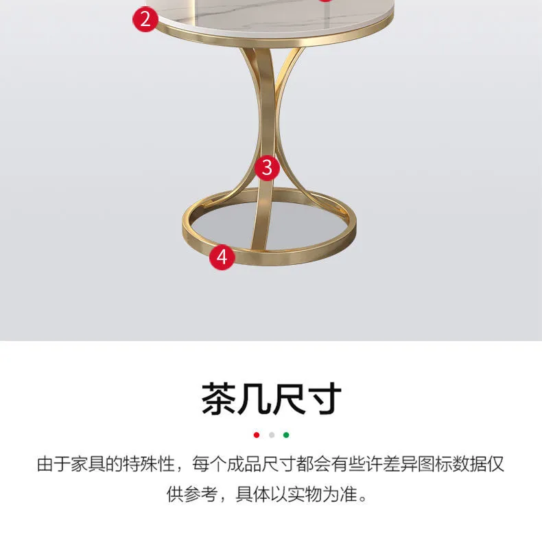 Modern Minimalist Round Coffee Table - Light Luxury Slate Sofa Side Table for Balcony, Living Room, Small Spaces - Movable Accent Table showcase 9
